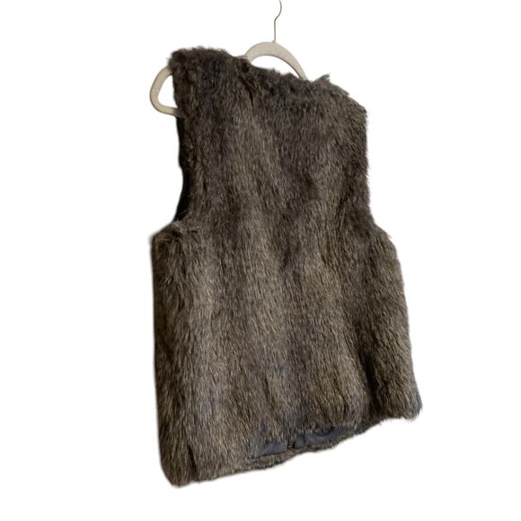 Y2K Brown White Mob Wife Maximalist New York Streetwear Faux Fur Vest Sz Medium - Picture 13 of 14